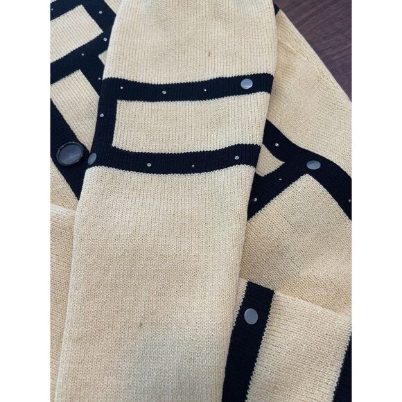 JSS Woman’s Knit Ware Blazer/ Jacket Sz S Yellow / Black strips Wool blend USA - Picture 11 of 11